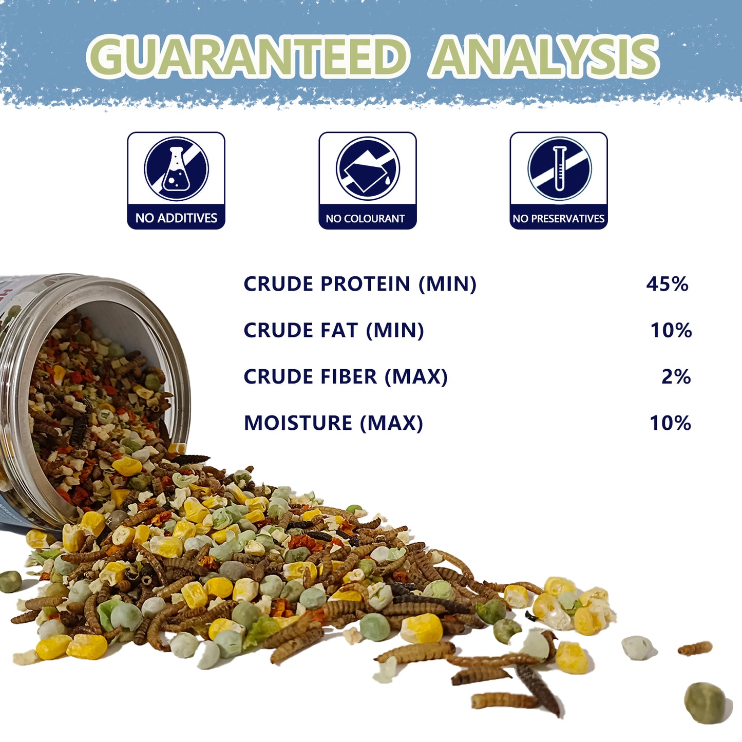 Hermit Crab Food, 4 oz Buffet Blend Mix with Mealworms, Black Soldier Fly Larvae and vegetables, Buffet Blend for Hermit Crab, Hermit Crab Food Wholesome Mix