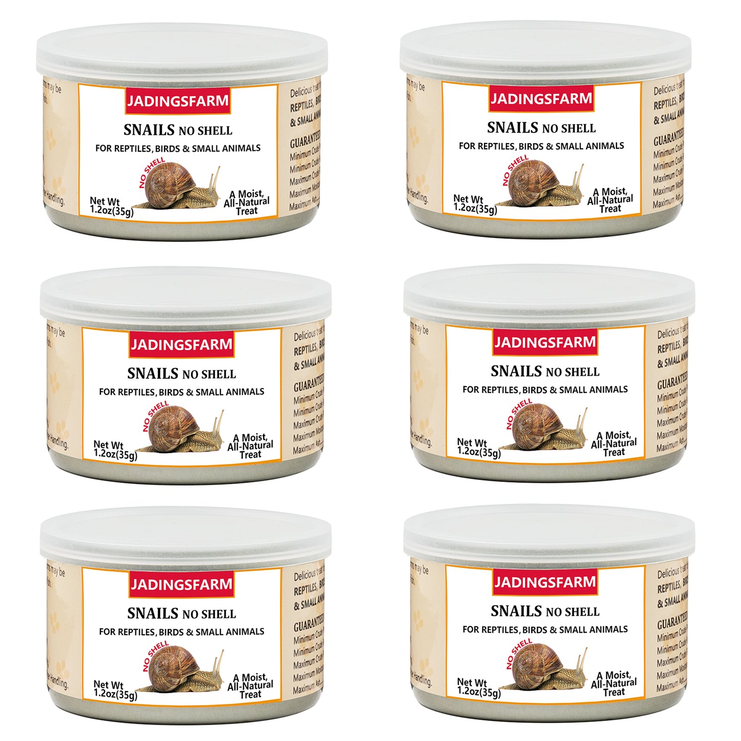 JADINGSFARM 6 Pack Canned Snails for Reptiles, Fish, Birds and Small Animals, Snails, Healthy High Protein Treat, Reptile Bird Fish Food 7.2 Ounces Total