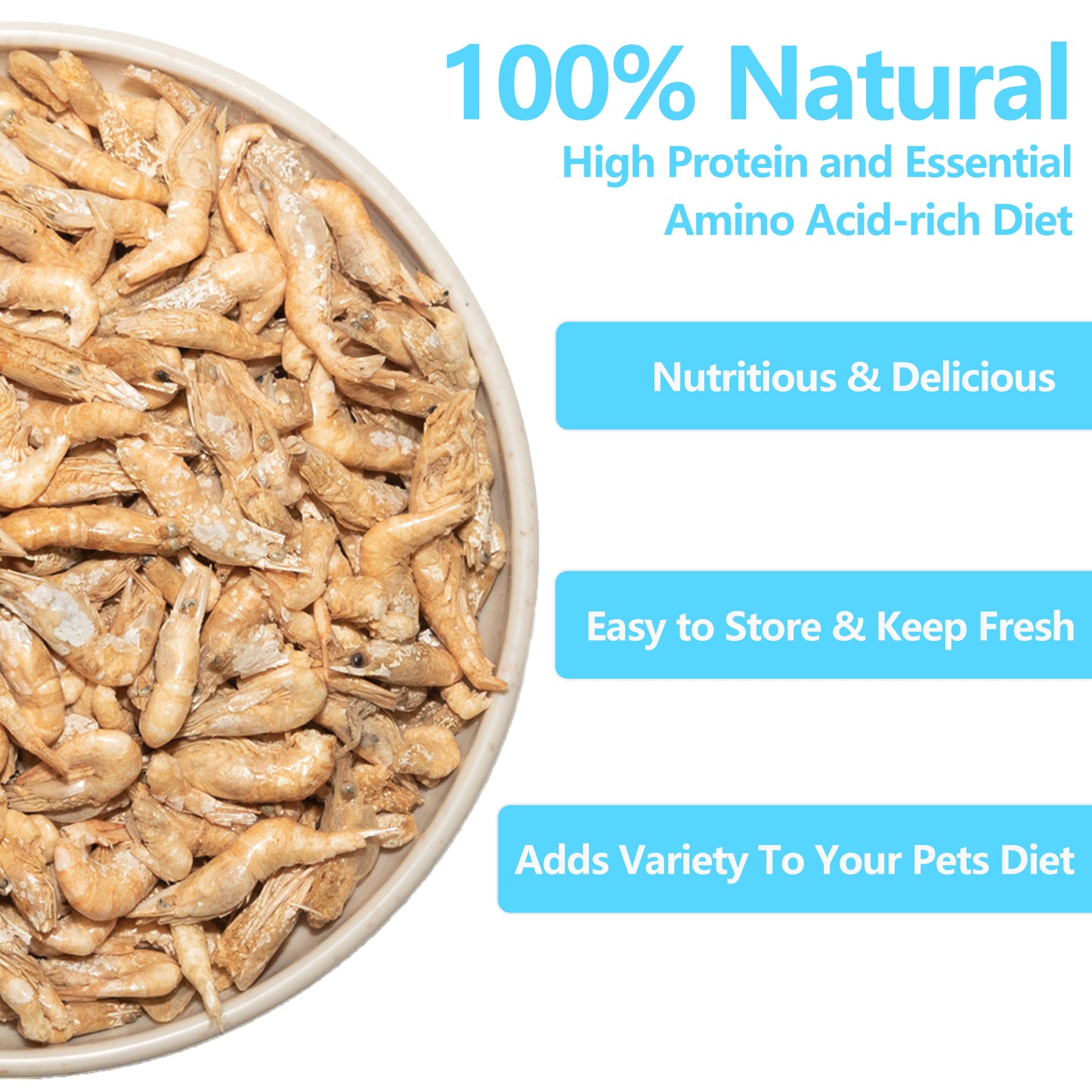3.5 Oz Freeze Dried River Shrimp Turtle Food, Shrimp for Turtle, Nutrient Rich Treat for Reptiles, Sugar Gliders, Hedgehogs, Tropical Fish