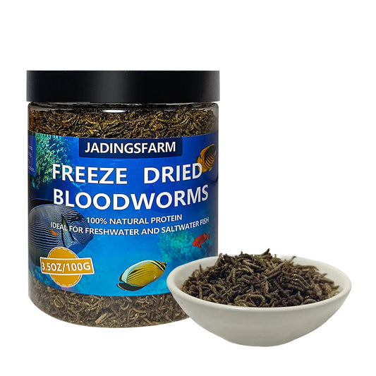 JADINGSFRAM Blood Worms Fish Food 3.5 oz, Freeze Dried Bloodworms for Fish, Bloodworms Fish food for Freshwater Saltwater Tropical Fish Betta Cichlid Goldfish Guppy Turtle