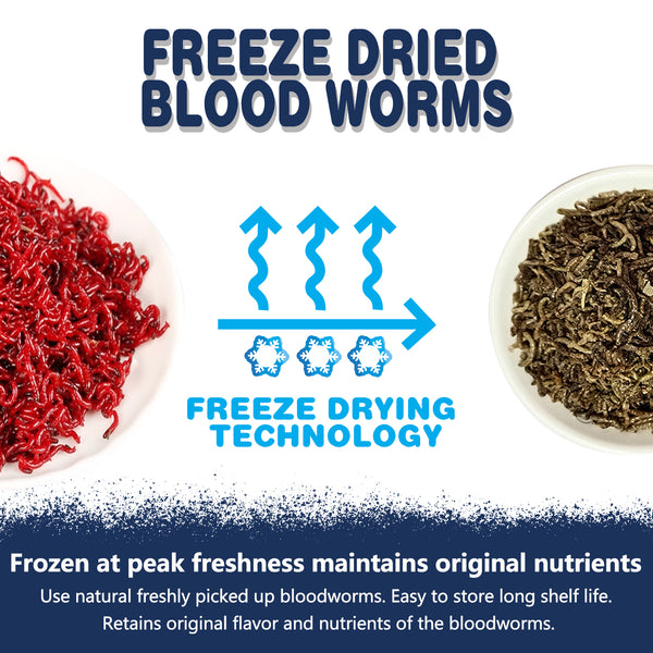 JADINGSFRAM Blood Worms Fish Food 3.5 oz, Freeze Dried Bloodworms for ...