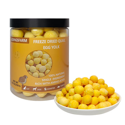 Freeze Dried Quail Egg Yolk Dog Treats, 8.8 oz Limited Ingredient , Healthy Tasty Freeze-Dried Pet Food for Dogs Cats, Egg yolk for cats, Freeze dried dog treats