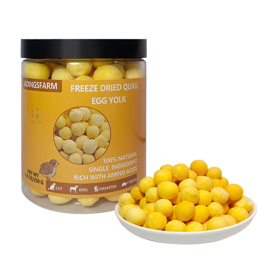 Freeze Dried Quail Egg Yolk Dog Treats, 8.8 oz Limited Ingredient , Healthy Tasty Freeze-Dried Pet Food for Dogs Cats, Egg yolk for cats, Freeze dried dog treats