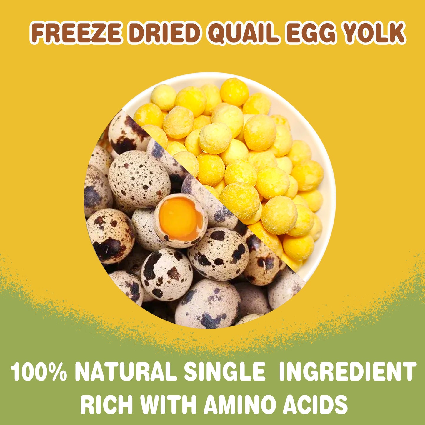 Freeze Dried Quail Egg Yolk Dog Treats, 8.8 oz Limited Ingredient , Healthy Tasty Freeze-Dried Pet Food for Dogs Cats, Egg yolk for cats, Freeze dried dog treats
