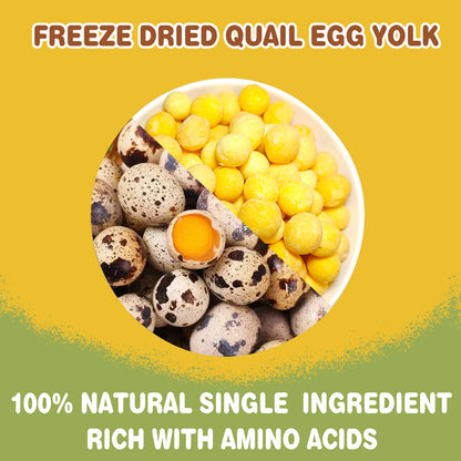 Freeze Dried Quail Egg Yolk Dog Treats, 8.8 oz Limited Ingredient , Healthy Tasty Freeze-Dried Pet Food for Dogs Cats, Egg yolk for cats, Freeze dried dog treats