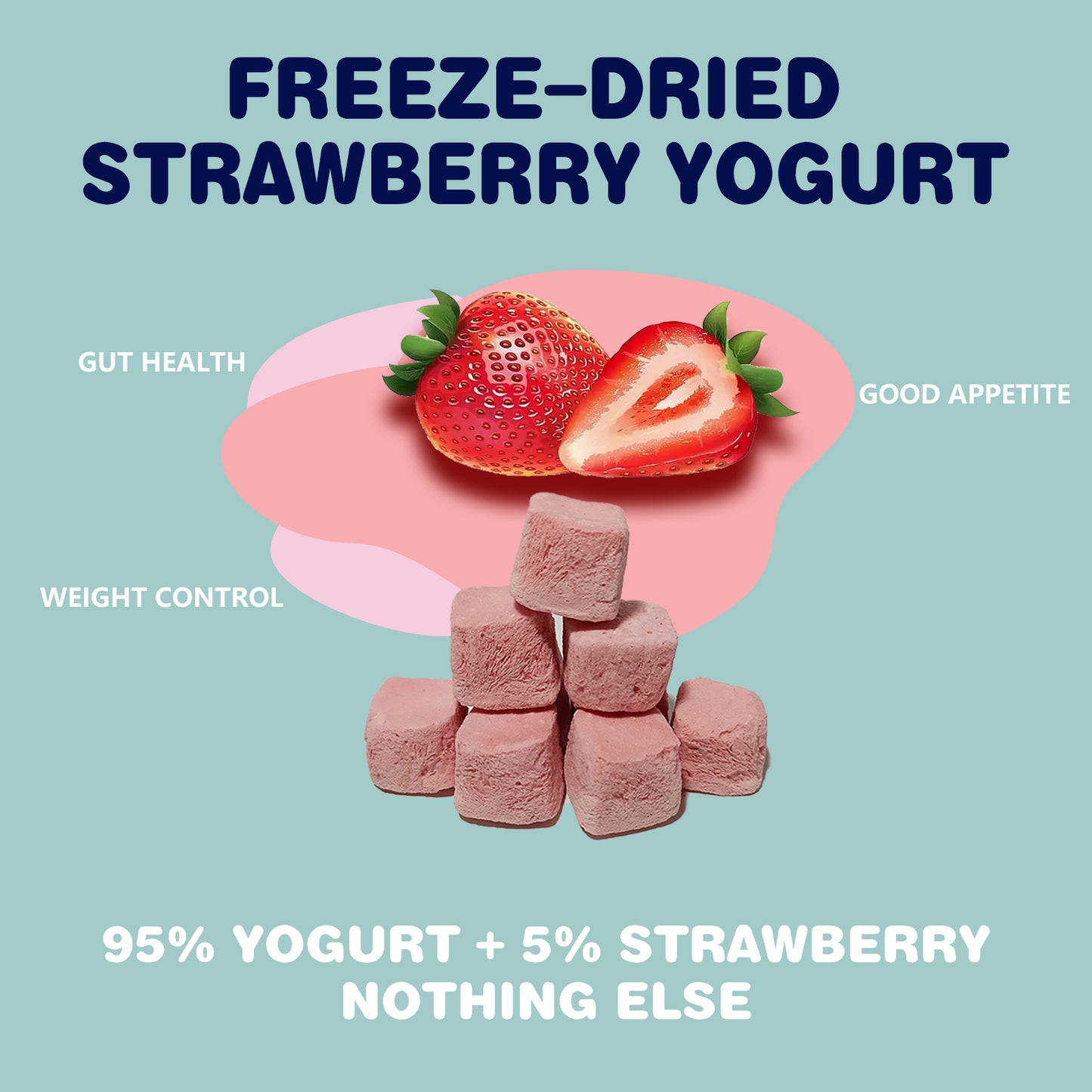 JADINGSFARM Freeze-Dried  Yogurt Dog Treats Strawberry Yogurt with Milk,Limited Ingredient , Grain-free, Glute-free, high Protein Strawberry Yogurt Treats for Dogs Cats 5.7 oz