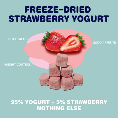 JADINGSFARM Freeze-Dried  Yogurt Dog Treats Strawberry Yogurt with Milk,Limited Ingredient , Grain-free, Glute-free, high Protein Strawberry Yogurt Treats for Dogs Cats 5.7 oz
