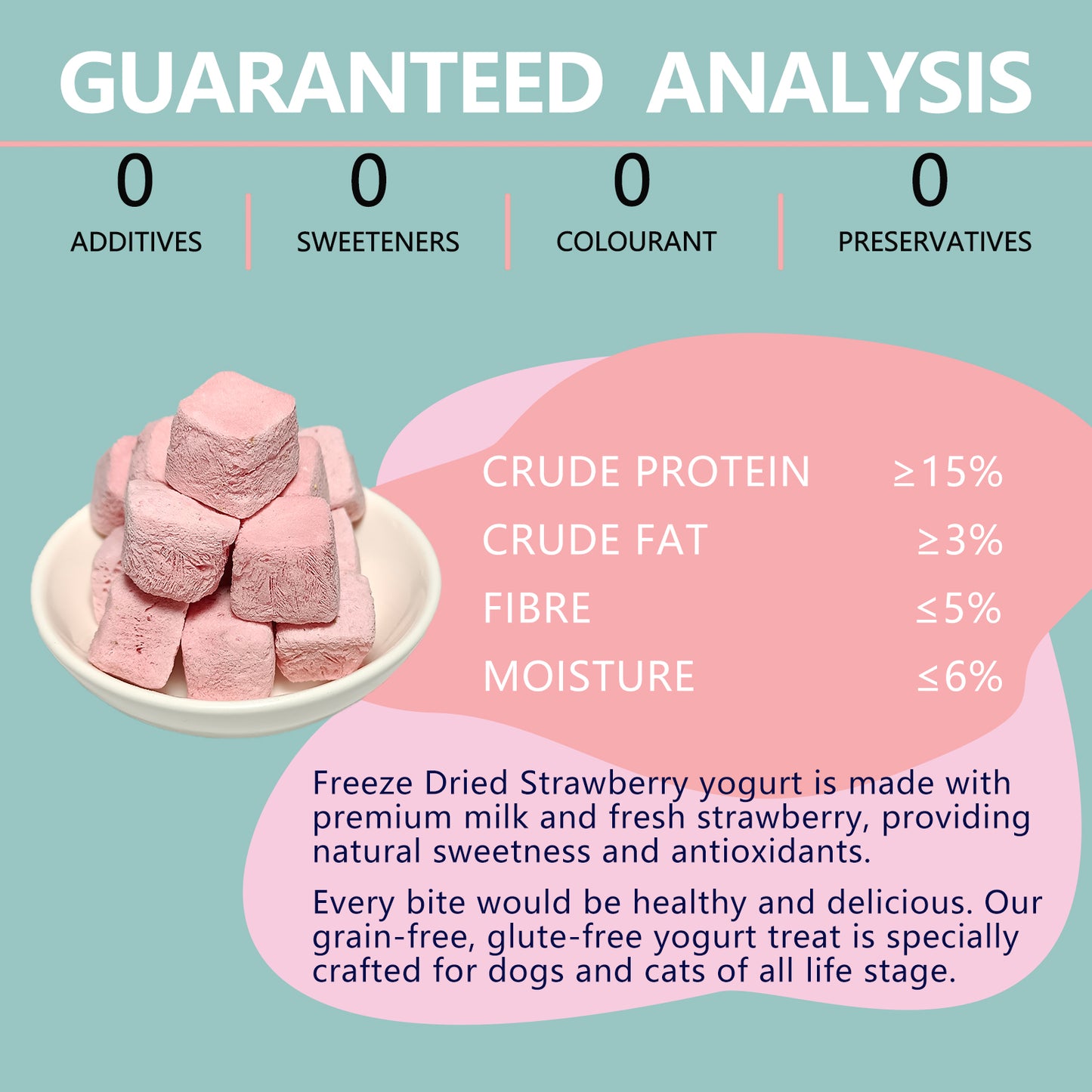 JADINGSFARM Freeze-Dried  Yogurt Dog Treats Strawberry Yogurt with Milk,Limited Ingredient , Grain-free, Glute-free, high Protein Strawberry Yogurt Treats for Dogs Cats 5.7 oz