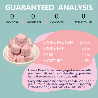 JADINGSFARM Freeze-Dried  Yogurt Dog Treats Strawberry Yogurt with Milk,Limited Ingredient , Grain-free, Glute-free, high Protein Strawberry Yogurt Treats for Dogs Cats 5.7 oz