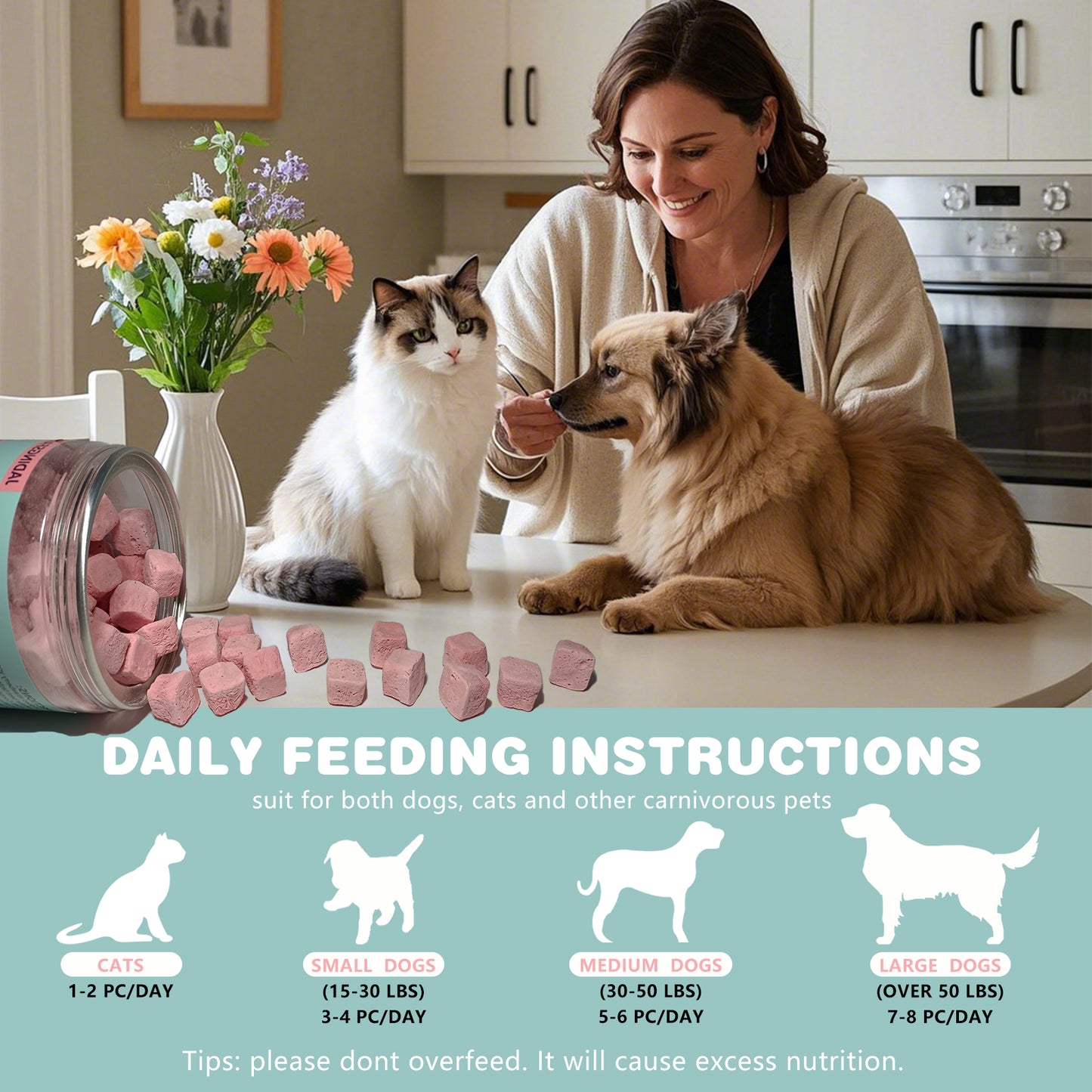 JADINGSFARM Freeze-Dried  Yogurt Dog Treats Strawberry Yogurt with Milk,Limited Ingredient , Grain-free, Glute-free, high Protein Strawberry Yogurt Treats for Dogs Cats 5.7 oz