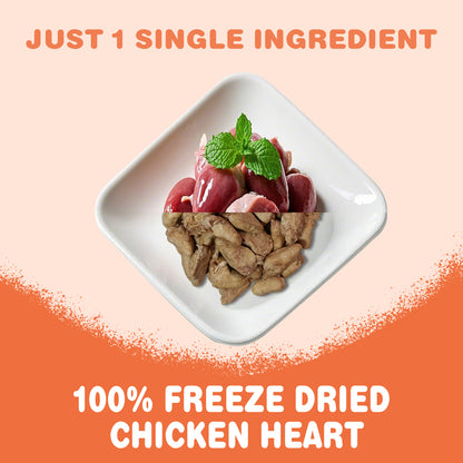 JADINGSFARM Freeze Dried Chicken Heart Pet Treats 5.3 oz,  Freeze Dried Raw Single Ingredient Dog Treats, Training Treats, Meal Toppers for Dogs Cats, High Protein, Grain Free, Gluten Free