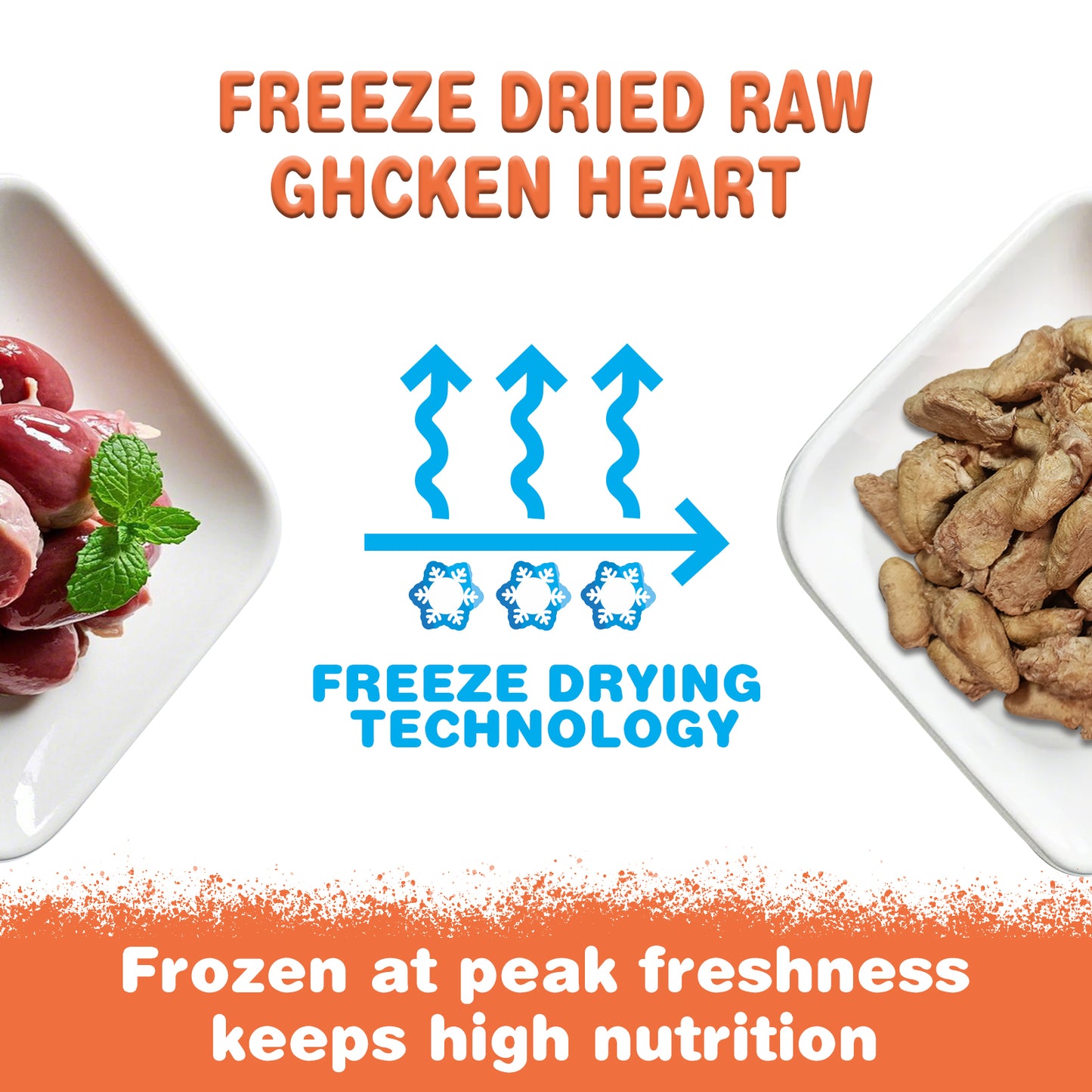 JADINGSFARM Freeze Dried Chicken Heart Pet Treats 5.3 oz,  Freeze Dried Raw Single Ingredient Dog Treats, Training Treats, Meal Toppers for Dogs Cats, High Protein, Grain Free, Gluten Free