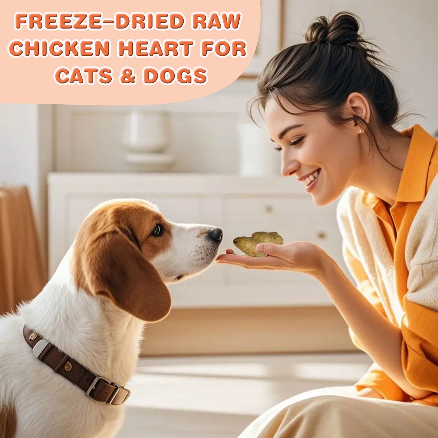 JADINGSFARM Freeze Dried Chicken Heart Pet Treats 5.3 oz,  Freeze Dried Raw Single Ingredient Dog Treats, Training Treats, Meal Toppers for Dogs Cats, High Protein, Grain Free, Gluten Free