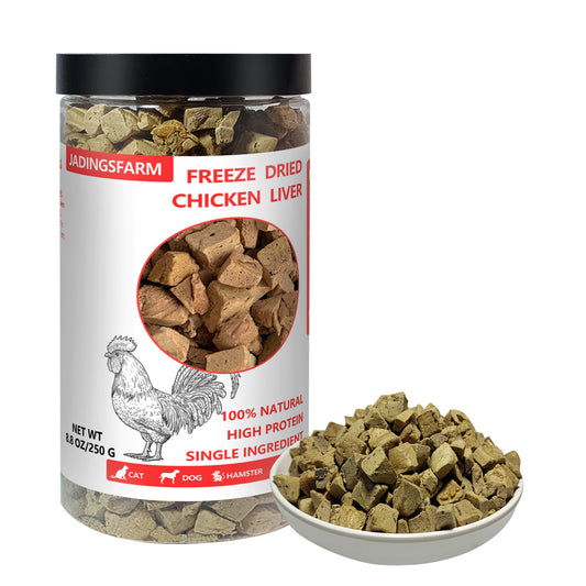 JADINGSFARM Freeze Dried Chicken Liver Pet Treats 8.8 OZ, Freeze Dried Raw Single Ingredient Dog Treats, Training Treats, Meal Toppers for Dogs Cats, High Protein, Grain Free, Gluten Free