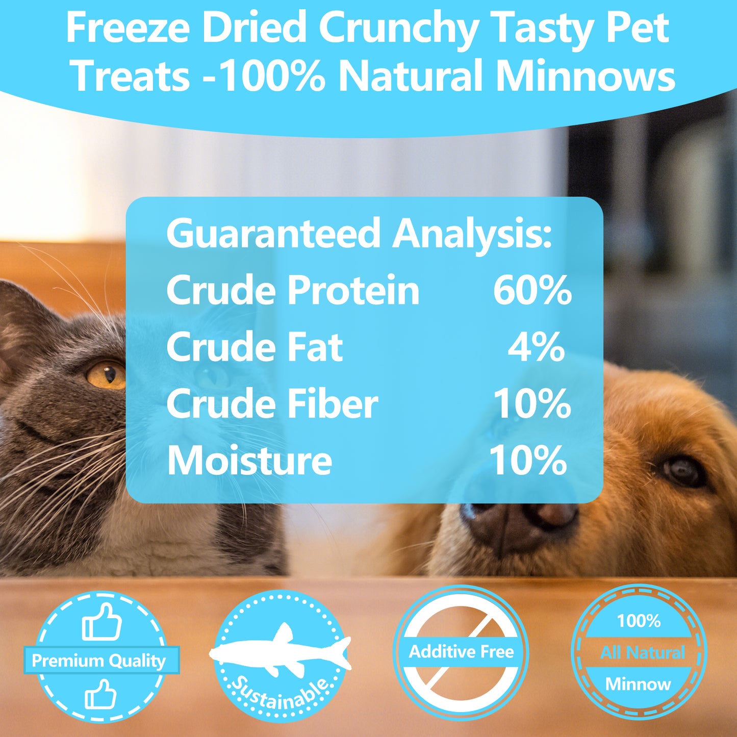 JADINGSFARM Minnows - Freeze Dried Minnows - 100% Natural Premium Cat & Dog Treat