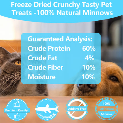 JADINGSFARM Minnows - Freeze Dried Minnows - 100% Natural Premium Cat & Dog Treat