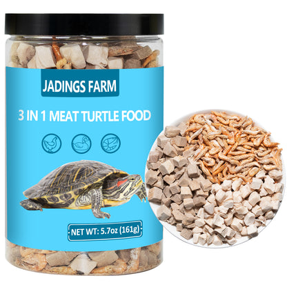 Turtle Food, 5.7 OZ Natural Freeze-Dried Meat - Chicken, Duck, and Shrimp - Healthy Treats for Turtles, Box Turtle, Aquatic Turtle, Baby Turtles, Freeze Dried Turtle Treats